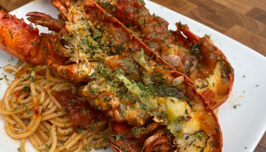 Garlic Butter Lobster, Spaghetti sweet chilli sauce