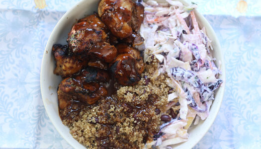 High-Protein Jerk Chicken Quinoa & Peas Bowl