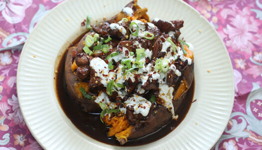 Stew chicken loaded sweet potato