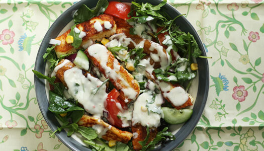 Plantain & halloumi salad